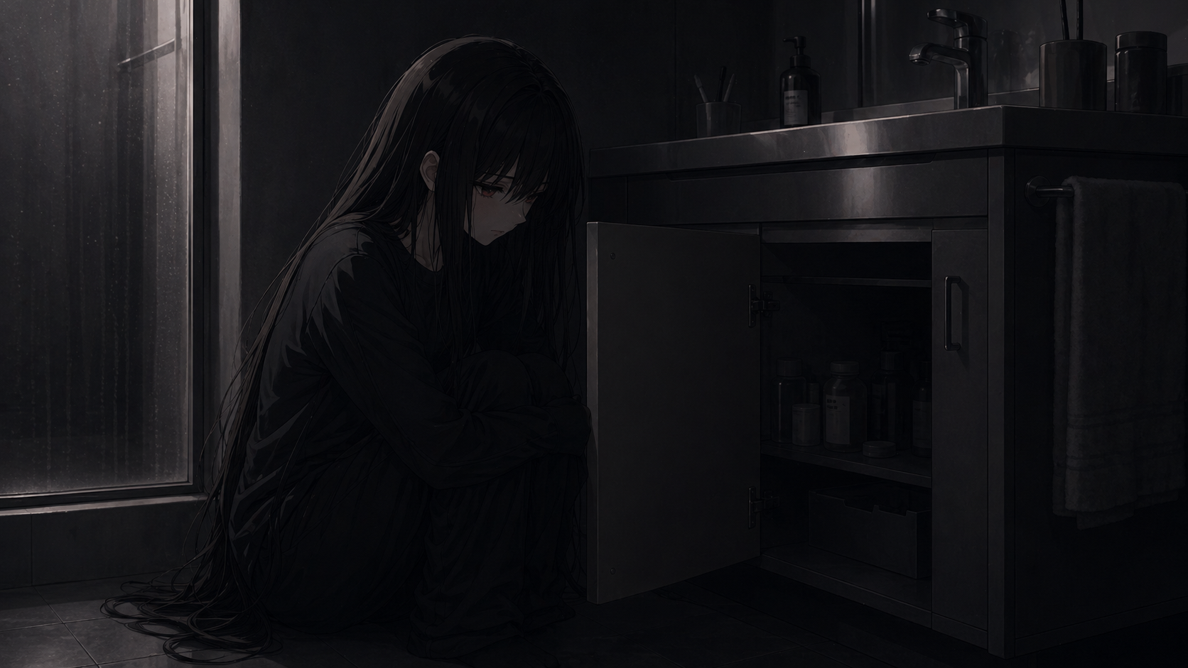 Room With No Weather video still: grief beneath the sink